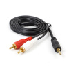 Кабель 2x RCA - jack 3.5mm (AUX), папа-папа, 1,5 метра, черный