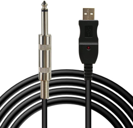 Кабель USB - jack 6.35mm для электрогитары, 3 метра, черный