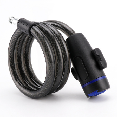 Замок для велосипеда с ключом - велозамок тросовый противоугонный с креплением на раму, черный