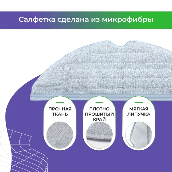 Салфетка (тряпка) - многоразовая микрофибра для робота-пылесоса Roborock S7 MaxV Ultra Салфетка (тряпка) - многоразовая микрофибра для робота-пылесоса Roborock S7 MaxV Ultra