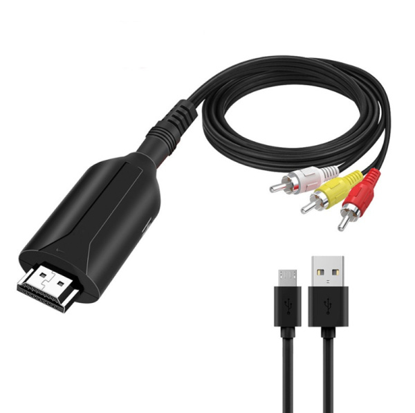 Кабель - переходник HDMI на RCA (AV) ver.03, черный