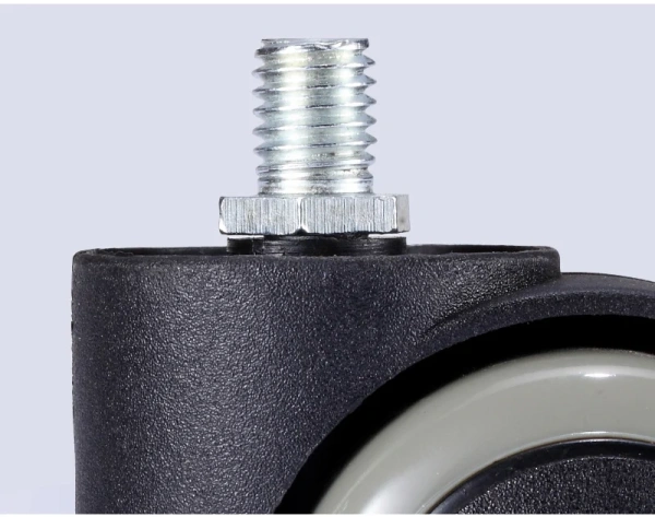 Мебельное прорезиненное колесо для кресла - полиуретановый ролик для офисного стула на резьбе M10 (10*15 мм), серый