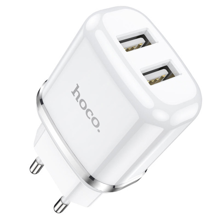 Зарядное устройство сетевое - блок питания HOCO N4, 2.4A, 2 USB, белый