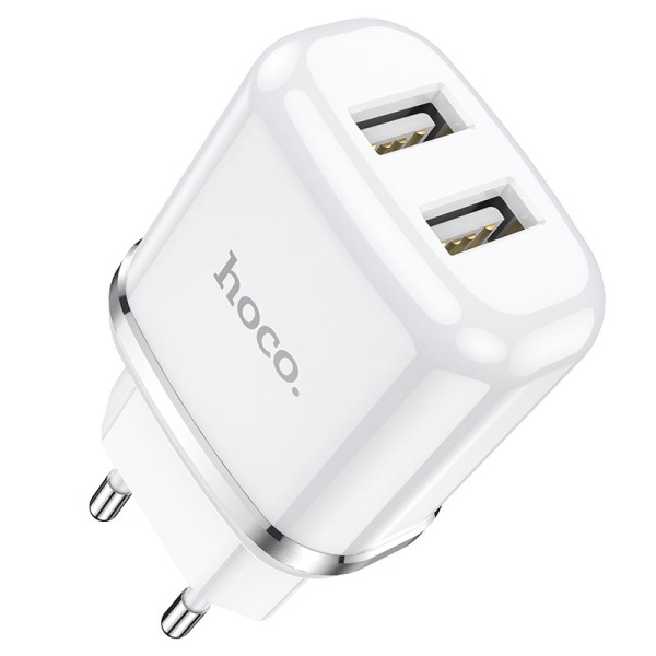 Зарядное устройство сетевое - блок питания HOCO N4, 2.4A, 2 USB, белый Зарядное устройство сетевое - блок питания HOCO N4, 2.4A, 2 USB, белый