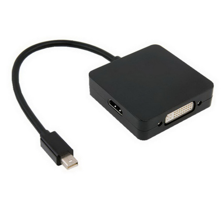Адаптер - переходник Mini DisplayPort - HDMI - VGA - DVI, квадратный, черный