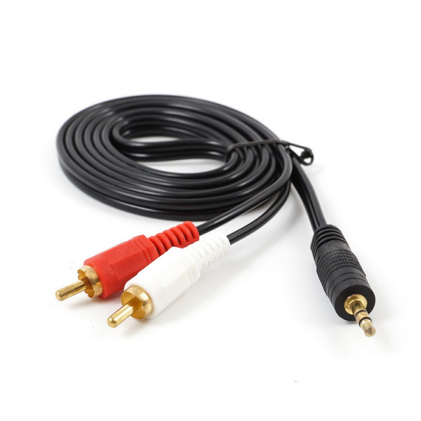 Кабель 2x RCA - jack 3.5mm (AUX), папа-папа, 10 метров, черный
