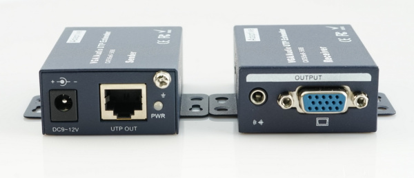 Удлинитель сигнала VGA по витой паре RJ45 (LAN) до 300 метров, активный, комплект, черный Удлинитель сигнала VGA по витой паре RJ45 (LAN) до 300 метров, активный, комплект, черный