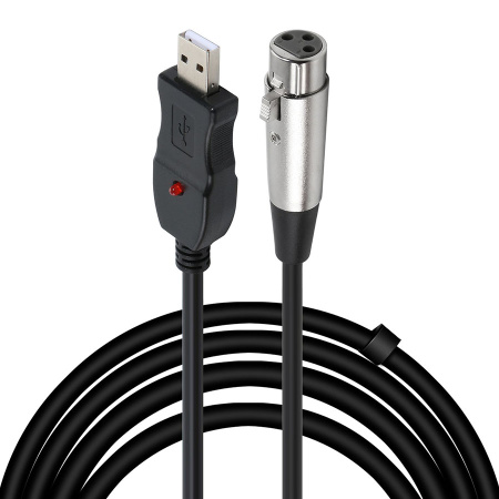 Цифровой кабель USB2.0 - XLR для микрофона с звуковой картой, 3 метра, черный