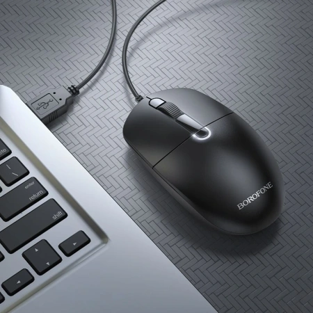 Мышь проводная Borofone BG17, бизнес-модель, 1600 dpi, черный