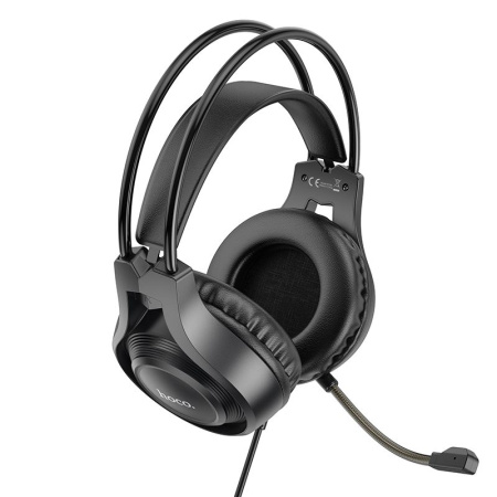 Наушники с микрофоном HOCO W106, полноразмерные игровые, USB+3,5 мм, 1.8 м., черный