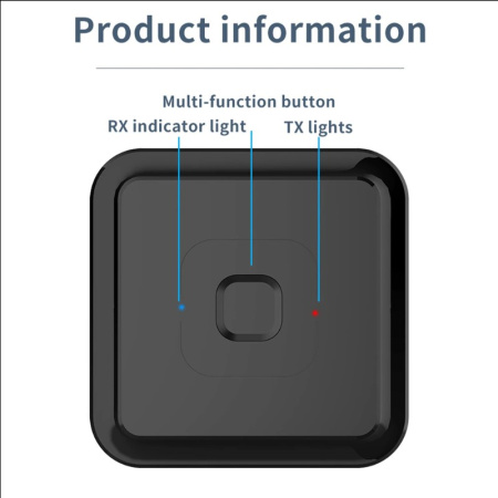 Беспроводной аудио адаптер Bluetooth v5.1 RX/TX приемник-передатчик BT-22 с микрофоном (Handsfree), черный