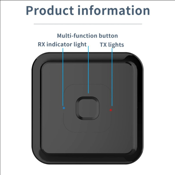 Беспроводной аудио адаптер Bluetooth v5.1 RX/TX приемник-передатчик BT-22 с микрофоном (Handsfree), черный Беспроводной аудио адаптер Bluetooth v5.1 RX/TX приемник-передатчик BT-22 с микрофоном (Handsfree), черный