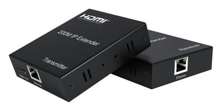 Удлинитель сигнала HDMI по витой паре RJ45 (LAN) до 200 метров, активный, FullHD 1080p, комплект, черный