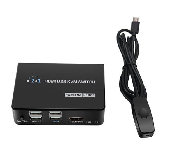 Адаптер - 2-х портовый KVM-переключатель HDMI USB, черный Адаптер - 2-х портовый KVM-переключатель HDMI USB, черный