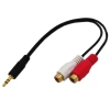 Кабель 2x RCA - jack 3.5mm (AUX), мама-папа, 0,3 метра, черный