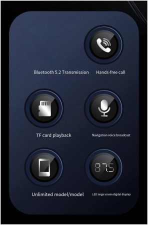 Аудио адаптер Hi-Fi AX02 FM-трансмиттер Bluetooth v5.2 - AUX 3.5мм, картридер TF, для автомобиля, громкая связь (handsfree)