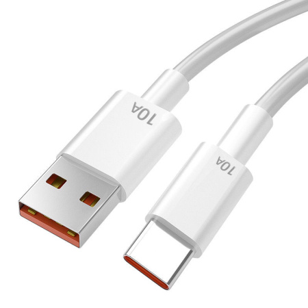 Зарядный USB дата-кабель Type-C для сверхбыстрой зарядки, 10A, 2 метра, белый