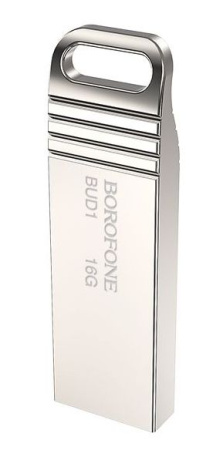 Флешка 16Gb Borofone BUD1, USB 2.0, серебристый