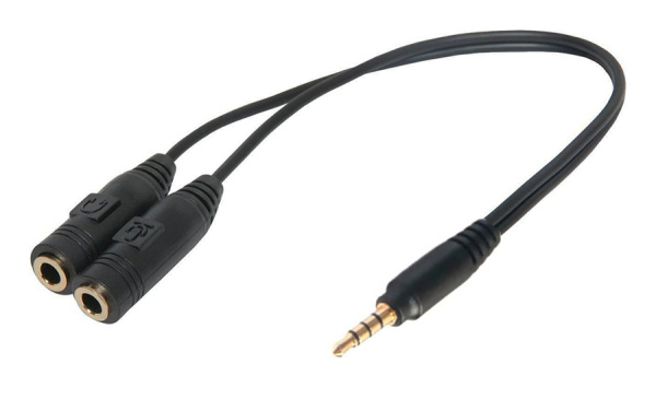 Кабель - разветвитель jack 3.5mm (AUX) - 2x jack 3.5mm (AUX), папа-мама, 0,2 метра, черный Кабель - разветвитель jack 3.5mm (AUX) - 2x jack 3.5mm (AUX), папа-мама, 0,2 метра, черный