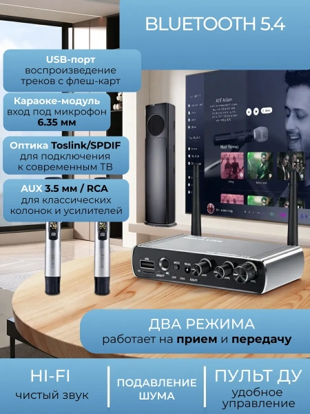 Караоке-система Аудио адаптер Hi-Fi LY18, микрофон проводной YS-102 с кабелем XLR - jack 6,35 мм