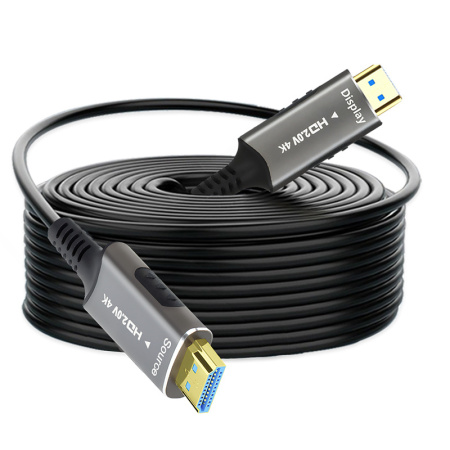Кабель оптический HDMI v2.0 Optical UltraHD 4K 60Гц, поддержка HDR, ARC, 18 Гбит/с, 70 метров, черный
