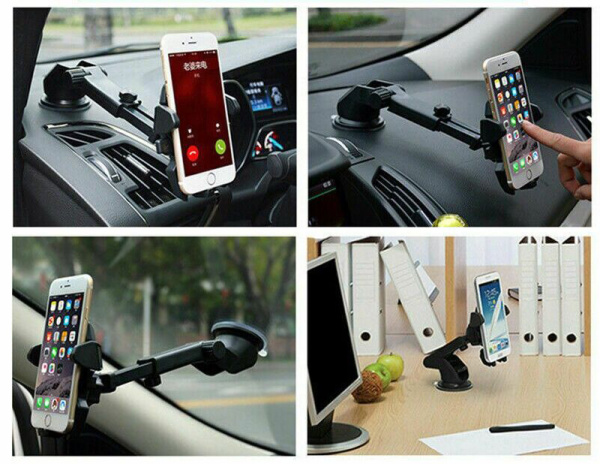 Автомобильный телескопический держатель для телефона на присоске MOD09, черный Автомобильный телескопический держатель для телефона на присоске MOD09, черный