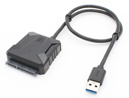 Адаптер - переходник - кабель SATA - USB3.0 для жесткого диска SSD/HDD 2.5″/3.5″ с разъемом питания, ver.02, черный