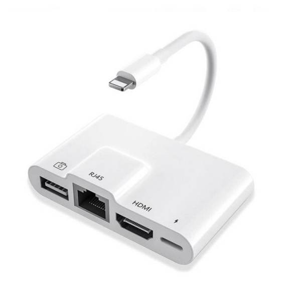 Адаптер - переходник Lightning на HDMI 1080p - LAN (RJ45 до 1000Мбит/с) - USB3.0 - Lightning (уценка) Адаптер - переходник Lightning на HDMI 1080p - LAN (RJ45 до 1000Мбит/с) - USB3.0 - Lightning (уценка)