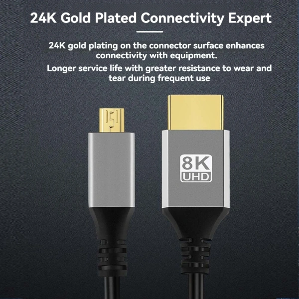 Кабель MicroHDMI - HDMI 2.1 8K60Hz, папа-папа, 1,5 метра, черный