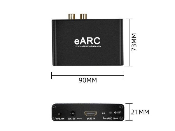 Аудио адаптер HDMI (eARC/ARC) - оптика (Toslink/SPDIF) / RCA / AUX 3.5мм, поддержка DD+ / Dolby TrueHD / DTS-HD Master Audio