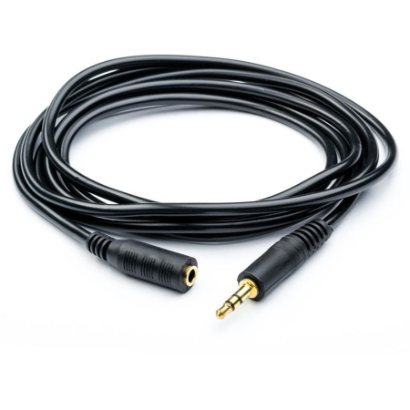 Кабель jack 3.5mm (AUX), папа-мама, 1,5 метра, черный