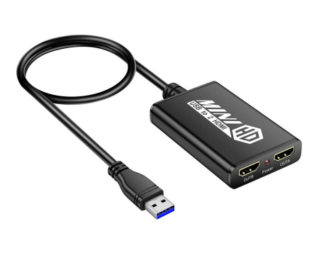 Адаптер - переходник - внешняя видеокарта USB3.0 - 2x HDMI, черный