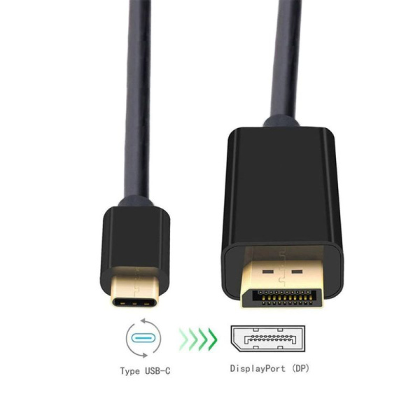 Кабель USB3.1 Type-C - DisplayPort, UltraHD 4K60Hz, 1,8 метра, черный Кабель USB3.1 Type-C - DisplayPort, UltraHD 4K60Hz, 1,8 метра, черный