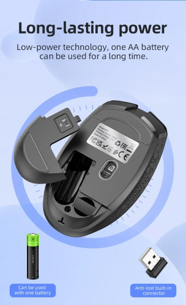 Мышь беспроводная Borofone BG7, 2,4G, 1000-1600dpi, черный Мышь беспроводная Borofone BG7, 2,4G, 1000-1600dpi, черный