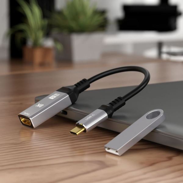 Адаптер-переходник USB 3.1 Type-C – HDMI – 8K 60Гц / 4K 120Гц, HDR, двойное экранирование, алюминий, длина 20 см
