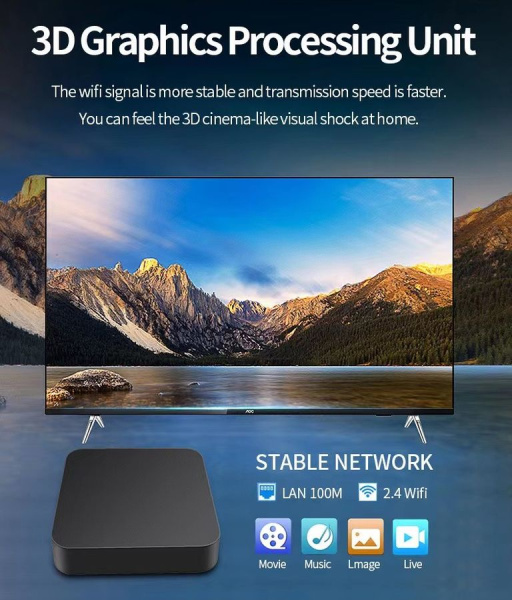 Цифровая приставка MXQpro 4K для ТВ - медиаплеер HDMI для цифрового телевидения Android v11.1, WI-FI двухдиапазонный 2.4GHz/5GHz, 4GB+32GB, пульт ДУ