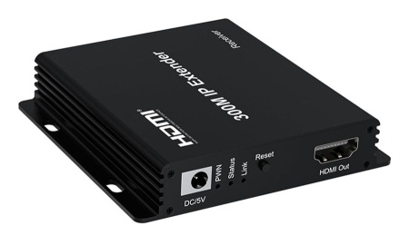 Приемник IP-удлинителя HDMI по витой паре RJ45 (LAN) до 300 метров, активный, FullHD 1080p, EDID, черный
