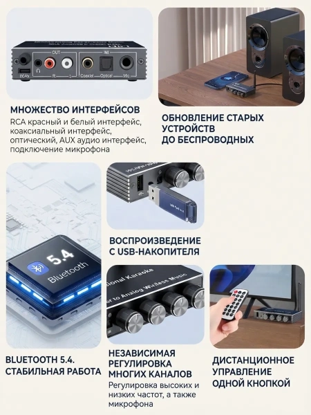 Караоке-система Аудио адаптер Hi-Fi J200, микрофон проводной YS-102 с кабелем XLR - jack 6,35 мм