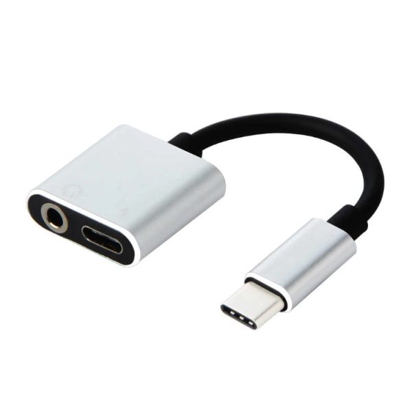 Адаптер - переходник USB3.1 Type-C - jack 3.5mm (AUX) - USB3.1 Type-C, серебро Адаптер - переходник USB3.1 Type-C - jack 3.5mm (AUX) - USB3.1 Type-C, серебро