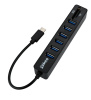 Хаб - концентратор USB-С 3.1 - 6х USB3.0, вертикальный, картридер SD / TF, черный