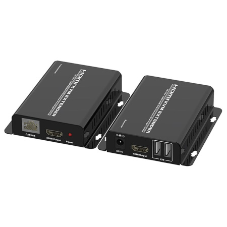 Адаптер - KVM-удлинитель HDMI по витой паре RJ45 UTP (LAN) до 60 метров, FullHD 1080p, комплект, черный