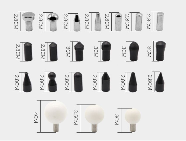 Профессиональный набор крючков и сменных головок для беспокрасочного удаления и вытягивания вмятин на кузове автомобиля