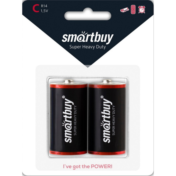 Батарейка - элемент питания SMARTBUY R14/C/2BР (бочка маленькая)