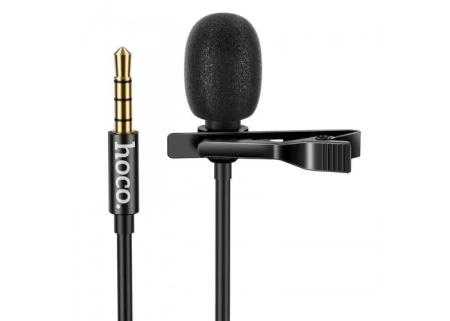 Микрофон HOCO DI02 на клипсе (в петлицу), jack 3.5mm, 2м, черный
