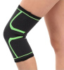Фиксатор коленного сустава - бандаж на колено - ортопедический эластичный наколенник - спортивная компрессионная нескользящая поддержка для колена, размер S, черно-зеленый