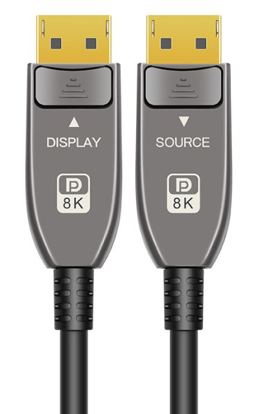 Кабель оптический DisplayPort v2.1 (DP2.1) 16K 30Гц / 4K 240Гц / 2K 300Гц / FHD 360Гц, 52 Гбит/с, 12 бит, 15 метров