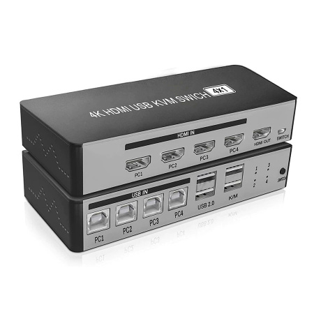 Адаптер - 4-х портовый KVM-переключатель 4K HDMI USB, черный