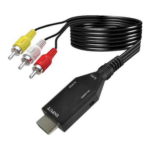 Кабель - переходник HDMI на RCA (AV) ver.02, черный