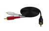 Кабель 2x RCA - jack 3.5mm (AUX), папа-папа, 1 метр, черный