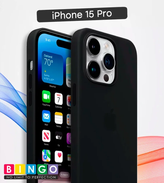 Чехол - бампер для Apple iPhone 15 Pro, Bingo Silicone Case, черный